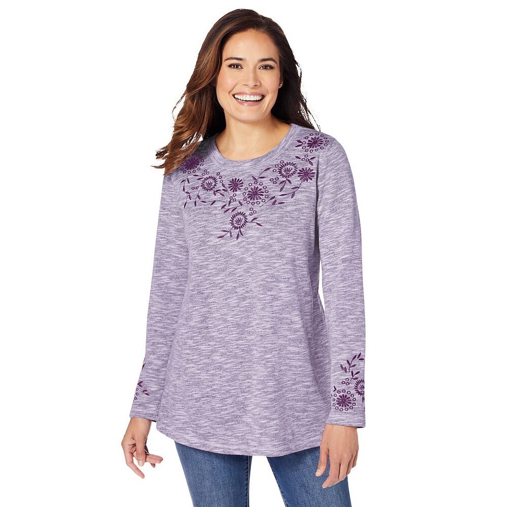 Женщина в женской толстовке больших размеров с цветочной вышивкой Woman Within, цвет Radiant Purple Marled
Женщина в женской толстовке больших размеров с цветочной вышивкой Woman Within, цвет Radiant Purple Marled