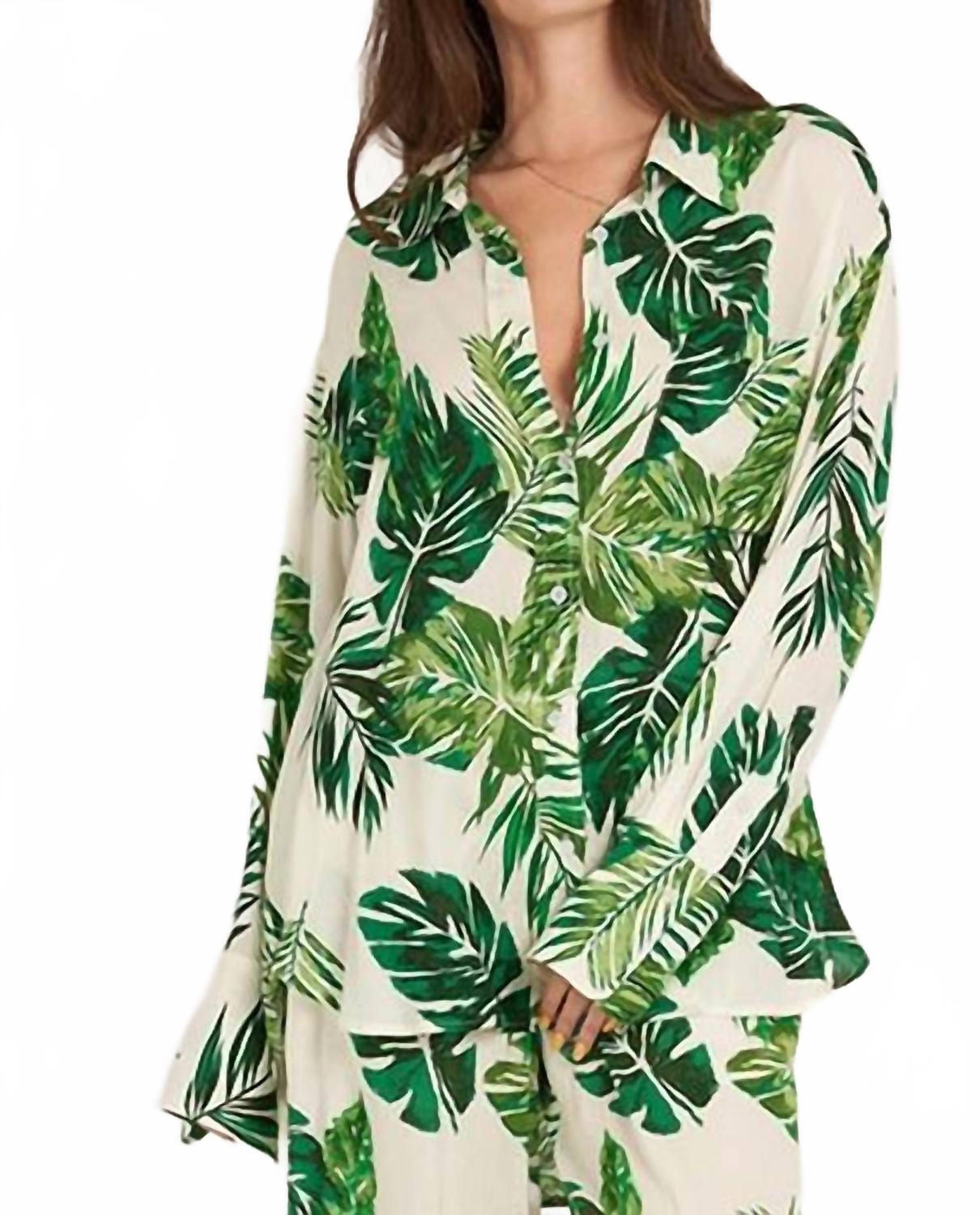 Топ с принтом листьев зеленого цвета EN CREME
Топ с принтом листьев зеленого цвета EN CREME