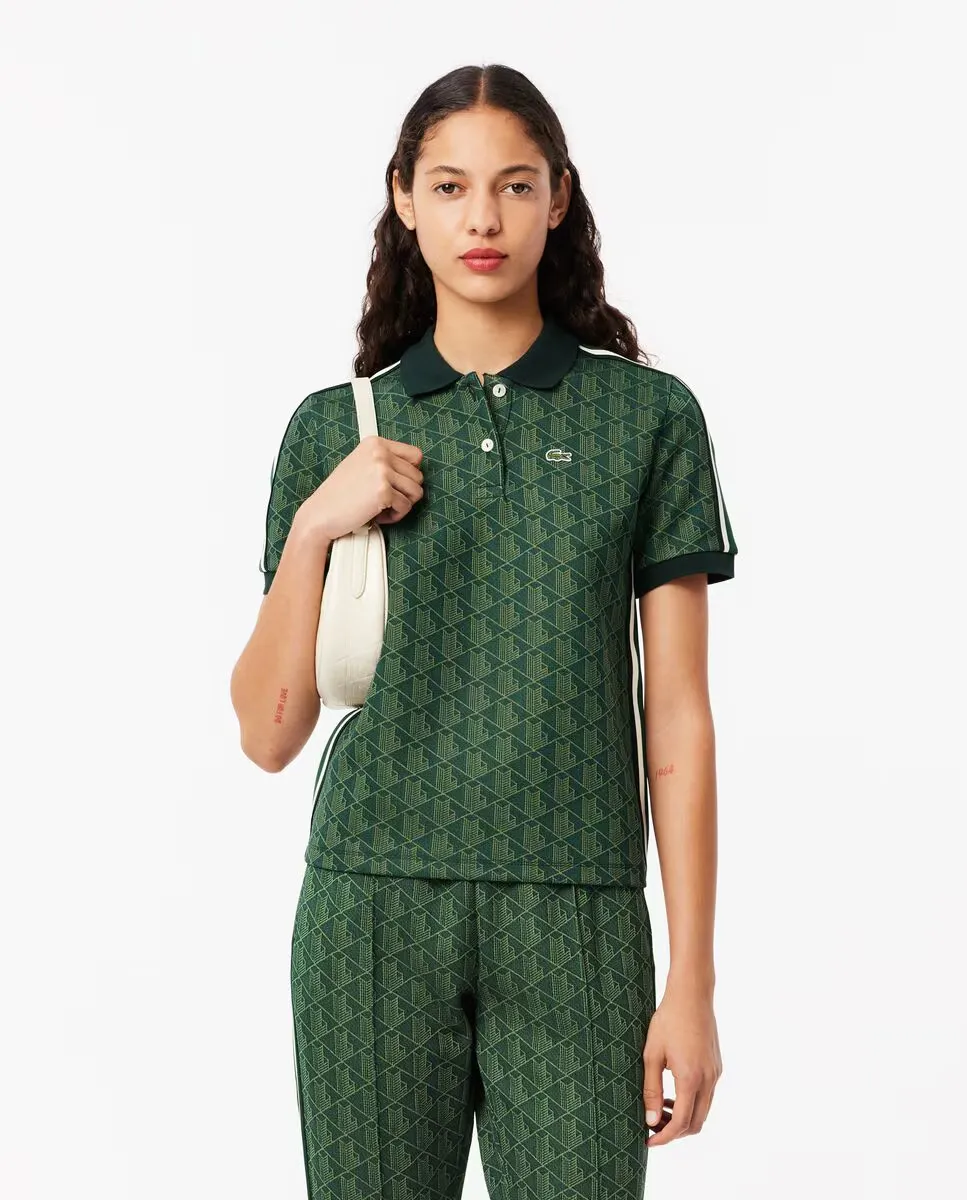 Женская жаккардовая рубашка поло с коротким рукавом и монограммой Lacoste, зеленый
Женская жаккардовая рубашка поло с коротким рукавом и монограммой Lacoste, зеленый