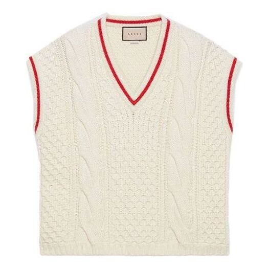 Жилет wool cable knit vest 'ivory ' Gucci, белый 
Жилет wool cable knit vest 'ivory ' Gucci, белый
