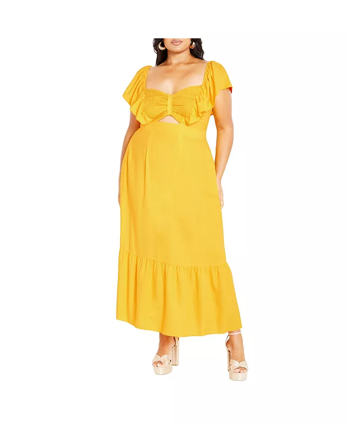 Платье макси Alora размера плюс с бретельками и оборкой спереди CITY CHIC, желтый
Платье макси Alora размера плюс с бретельками и оборкой спереди CITY CHIC, желтый