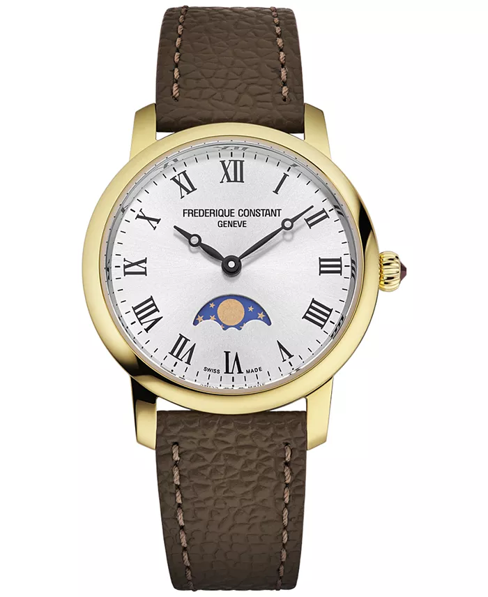 Женские классические кварцевые часы с фазой луны на коричневом кожаном ремешке 30 мм Frederique Constant
Женские классические кварцевые часы с фазой луны на коричневом кожаном ремешке 30 мм Frederique Constant