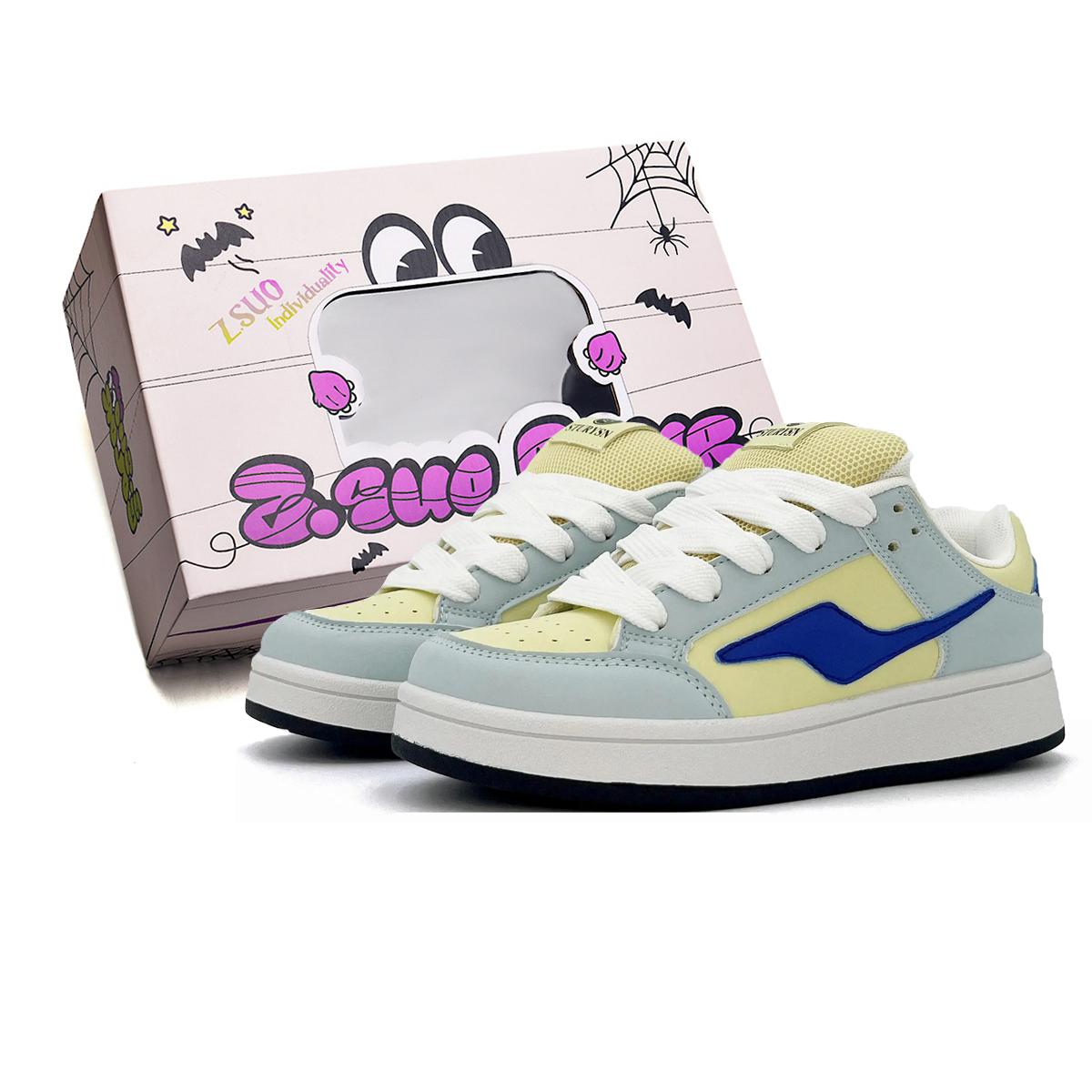 Z.SUO Амортизирующие износостойкие легкие матовые низкие скейтерские кроссовки для мужчин желто-синие, цвет Yellow Blue 
Z.SUO Амортизирующие износостойкие легкие матовые низкие скейтерские кроссовки для мужчин желто-синие, цвет Yellow Blue