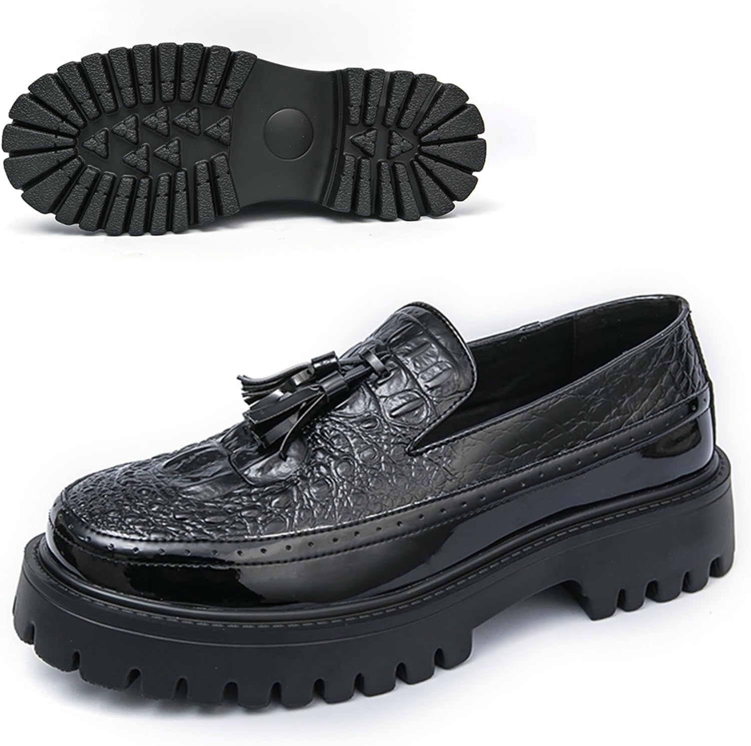 Мужские туфли с кисточкой, массивной платформой и пенни-декором, люксовые с круглым носком, без шнурков, с нескользящей подошвой, деловые и формальные туфли для повседневной работы и повседневного ношения Nekgnl, черный
Мужские туфли с кисточкой, массивной платформой и пенни-декором, люксовые с круглым носком, без шнурков, с нескользящей подошвой, деловые и формальные туфли для повседневной работы и повседневного ношения Nekgnl, черный