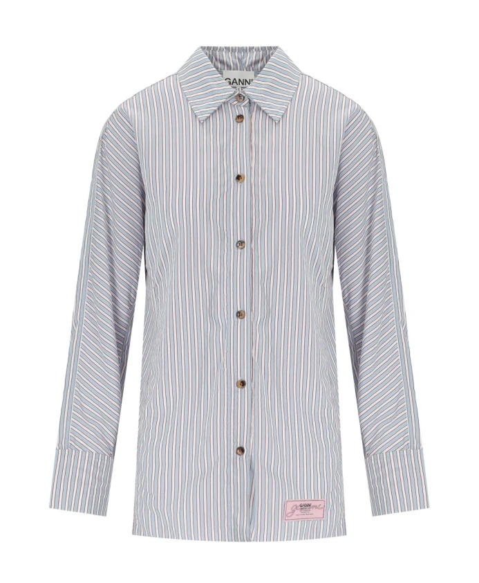 Рубашка в полоску, окрашенная пряжей Ganni, синий
Рубашка в полоску, окрашенная пряжей Ganni, синий