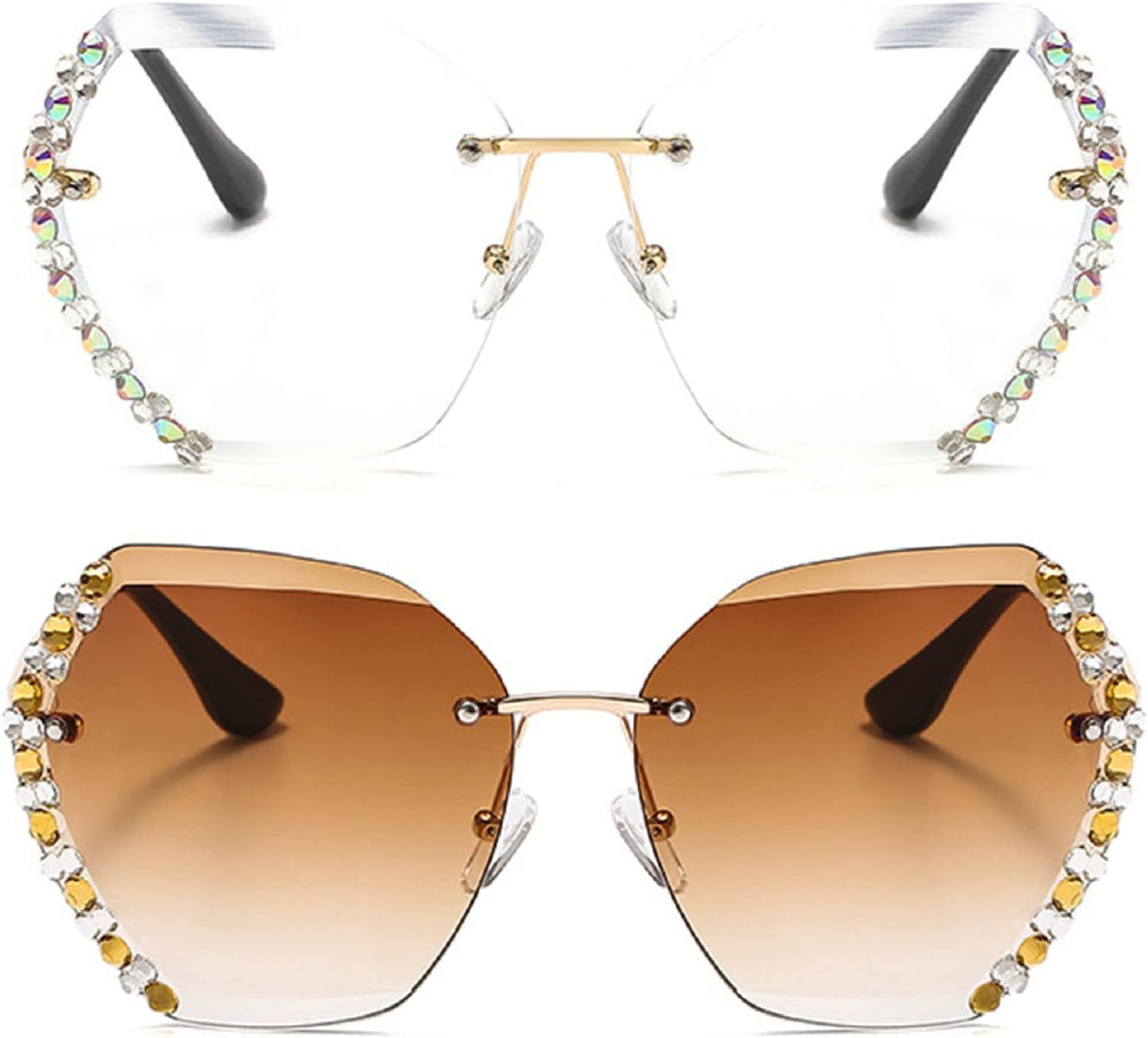 Солнцезащитные очки без оправы Willochra со стразами, женские, сексуальные, с бриллиантами, квадратной формы, конфетных цветов, градиентные, для вечеринок, женские, 2pcs-brown&clear
Солнцезащитные очки без оправы Willochra со стразами, женские, сексуальные, с бриллиантами, квадратной формы, конфетных цветов, градиентные, для вечеринок, женские, 2pcs-brown&clear