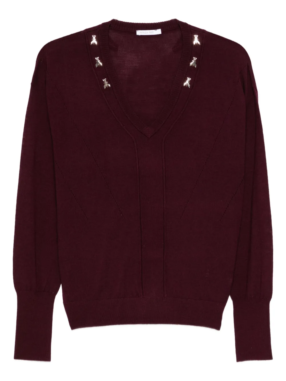 Свитер с V-образным вырезом и украшением в виде пчелы Patrizia Pepe, фиолетовый
Свитер с V-образным вырезом и украшением в виде пчелы Patrizia Pepe, фиолетовый