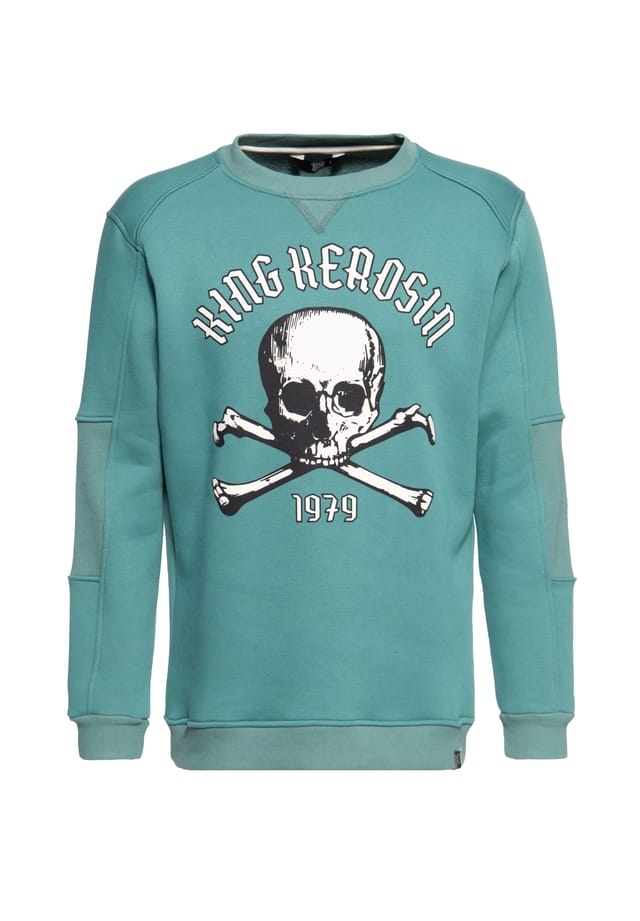 Свитер с круглым вырезом и принтом спереди 1979 г. King Kerosin, синий
Свитер с круглым вырезом и принтом спереди 1979 г. King Kerosin, синий