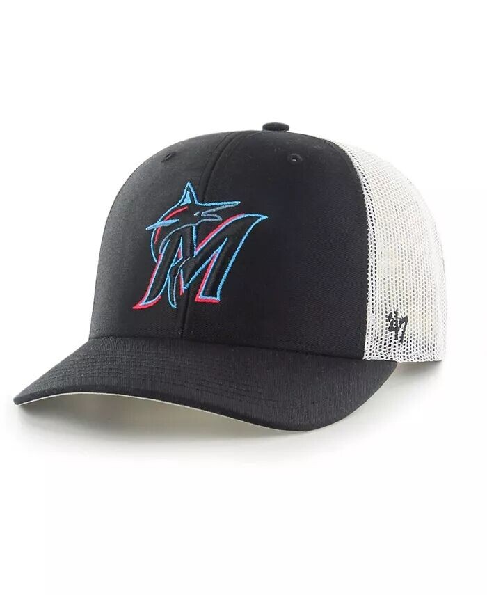 Мужская черно-белая кепка с логотипом Miami Marlins Primary Snapback Trucker Snapback '47 Brand
Мужская черно-белая кепка с логотипом Miami Marlins Primary Snapback Trucker Snapback '47 Brand
