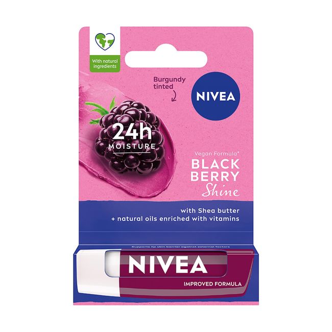 Ежевичный бальзам для губ с эффектом сияния Nivea, 4,8 гр
Ежевичный бальзам для губ с эффектом сияния Nivea, 4,8 гр