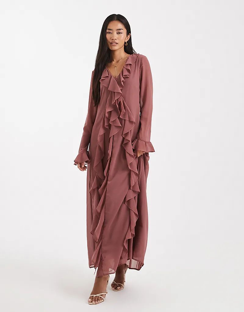 Длинное платье-бохо Vero Moda с рюшами, шифоновое, розового цвета
Длинное платье-бохо Vero Moda с рюшами, шифоновое, розового цвета