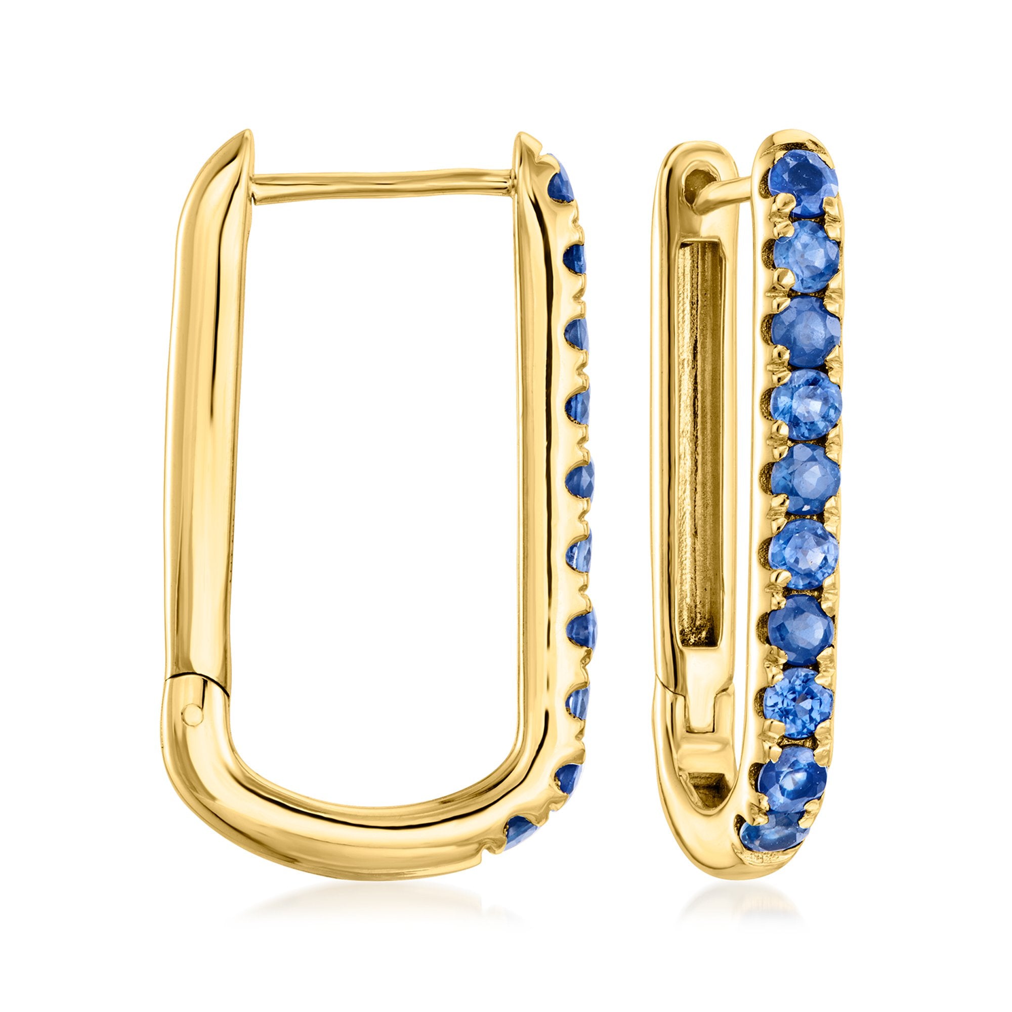 Серьги-кольца Ross-Simons с сапфирами в форме скрепки из 18-каратного золота поверх стерлингового серебра Ross-Simons, синий
Серьги-кольца Ross-Simons с сапфирами в форме скрепки из 18-каратного золота поверх стерлингового серебра Ross-Simons, синий