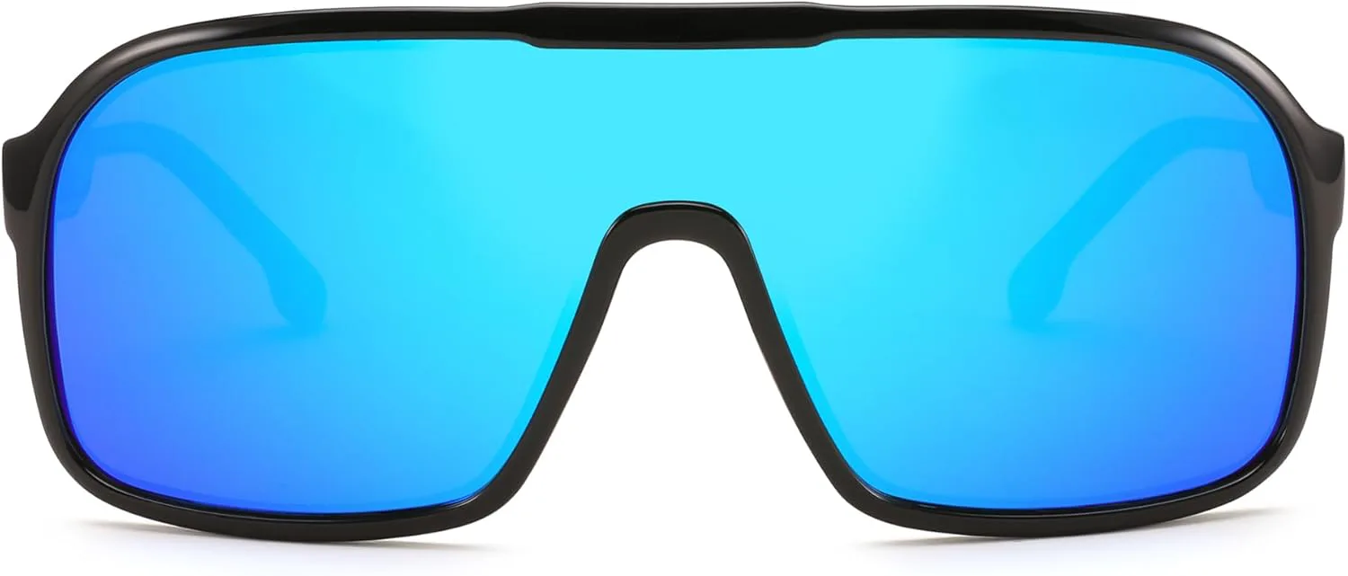 FEISEDY Модные поляризованные солнцезащитные очки увеличенного размера с цельными светоотражающими линзами, спортивные солнцезащитные очки B0122, Black/Blue Mirror
FEISEDY Модные поляризованные солнцезащитные очки увеличенного размера с цельными светоотражающими линзами, спортивные солнцезащитные очки B0122, Black/Blue Mirror