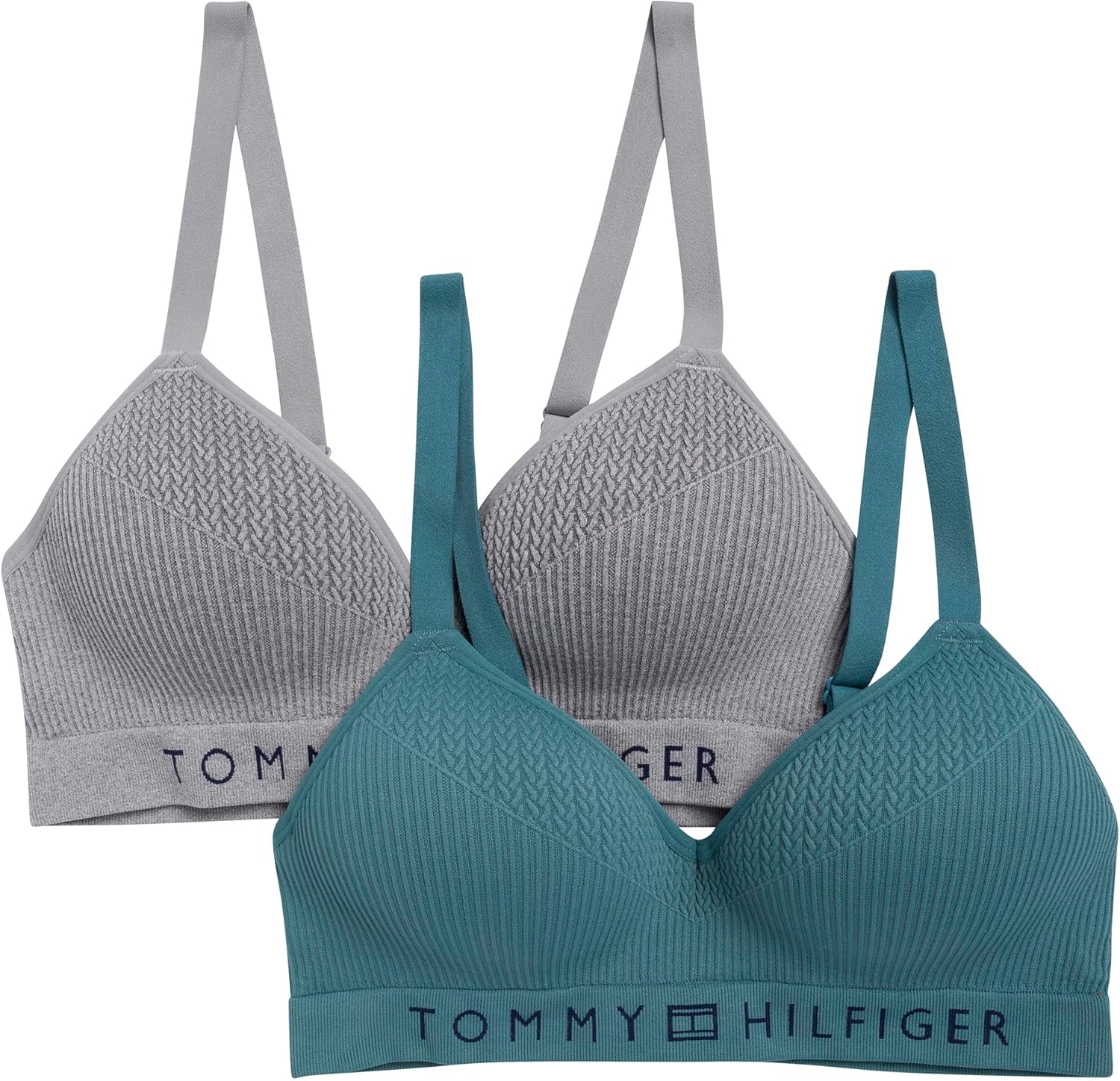 Женский бесшовный бюстгальтер Tommy Hilfiger с подкладкой, без косточек, в рубчик, комплект из 2 шт., Hydro/Heather Grey
Женский бесшовный бюстгальтер Tommy Hilfiger с подкладкой, без косточек, в рубчик, комплект из 2 шт., Hydro/Heather Grey