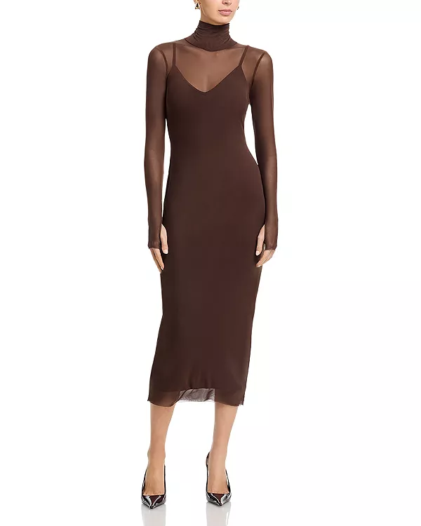 Платье с высоким воротником Shailene Afrm, коричневый
Платье с высоким воротником Shailene Afrm, коричневый