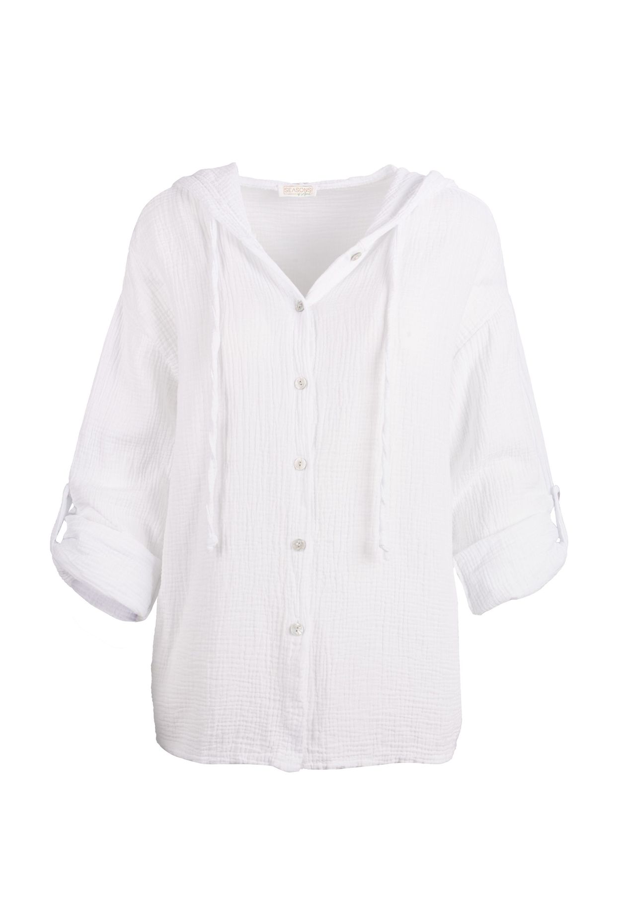 Муслиновая блузка Camila Муслиновая блузка оверсайз из 100% хлопка: рукава до половины и с капюшоном Seasons of April, белый
Муслиновая блузка Camila Муслиновая блузка оверсайз из 100% хлопка: рукава до половины и с капюшоном Seasons of April, белый