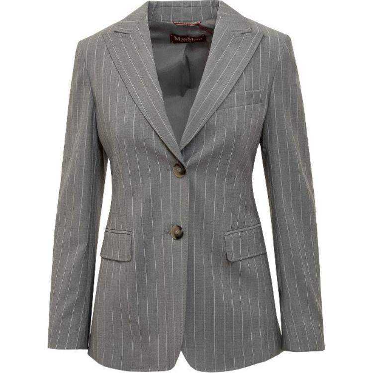 Полосатый однобортный пиджак MaxMara Studio, серый
Полосатый однобортный пиджак MaxMara Studio, серый