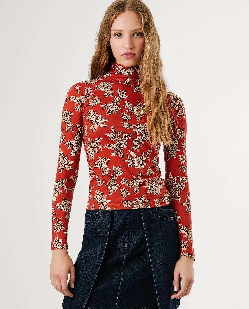 Женская футболка с высоким воротником и цветочным принтом Pepe Jeans, темно-коричневый
Женская футболка с высоким воротником и цветочным принтом Pepe Jeans, темно-коричневый