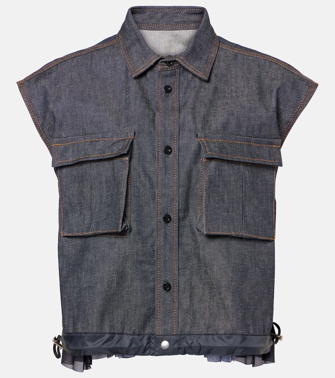 Джинсовая рубашка Sacai, индиго
Джинсовая рубашка Sacai, индиго