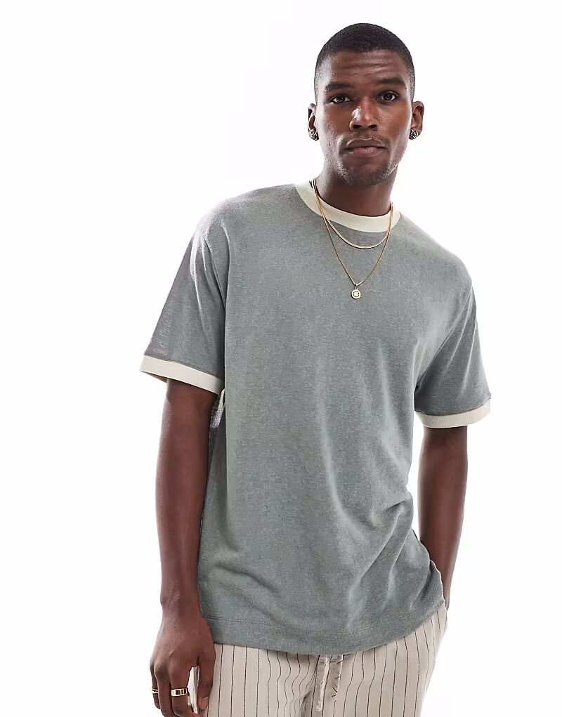 Футболка свободного кроя с контрастным швом из льна ASOS DESIGN серого цвета
Футболка свободного кроя с контрастным швом из льна ASOS DESIGN серого цвета