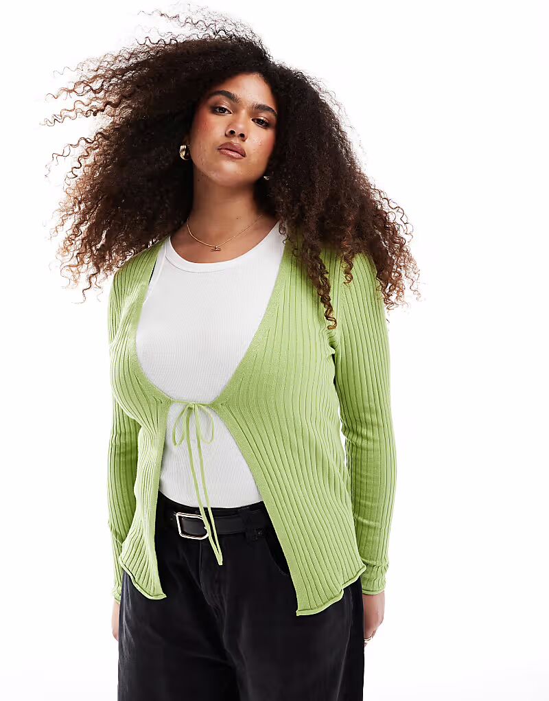 ONLY Curve - Зеленый ребристый кардиган с завязкой спереди
ONLY Curve - Зеленый ребристый кардиган с завязкой спереди