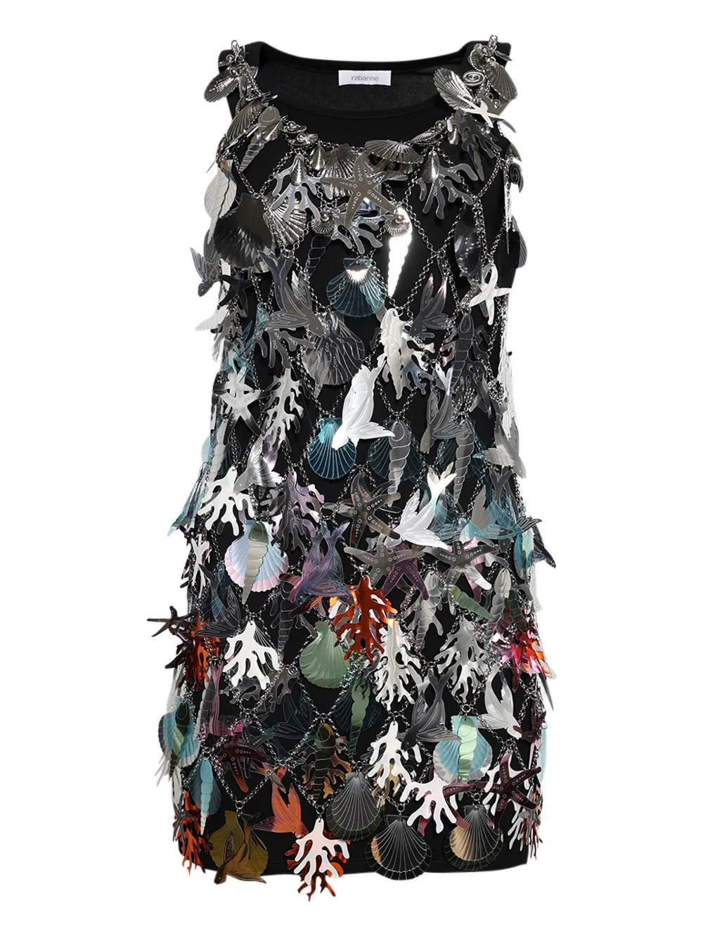 Мини-платье Robe с эффектом цепочки и ракушки в коралловом цвете Rabanne, серебряный
Мини-платье Robe с эффектом цепочки и ракушки в коралловом цвете Rabanne, серебряный