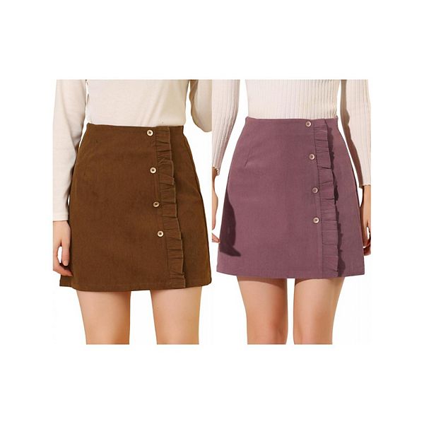 2 упаковки женской кордюровой мини-юбки а-силуэта с высокой талией и пуговицами Allegra K, Brown Dark Pink
2 упаковки женской кордюровой мини-юбки а-силуэта с высокой талией и пуговицами Allegra K, Brown Dark Pink