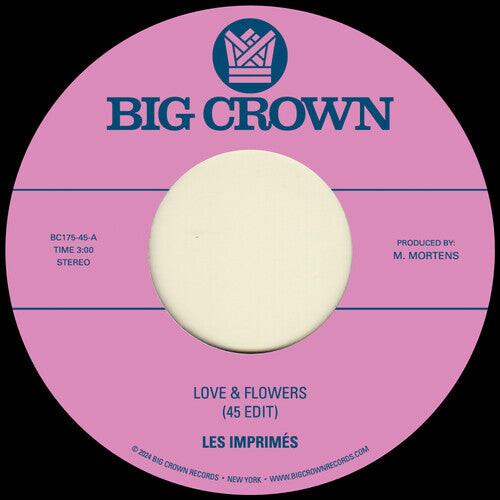 Сингл 7" Les Imprimes: Love & Flowers (45 Edit) / You
Сингл 7" Les Imprimes: Love & Flowers (45 Edit) / You