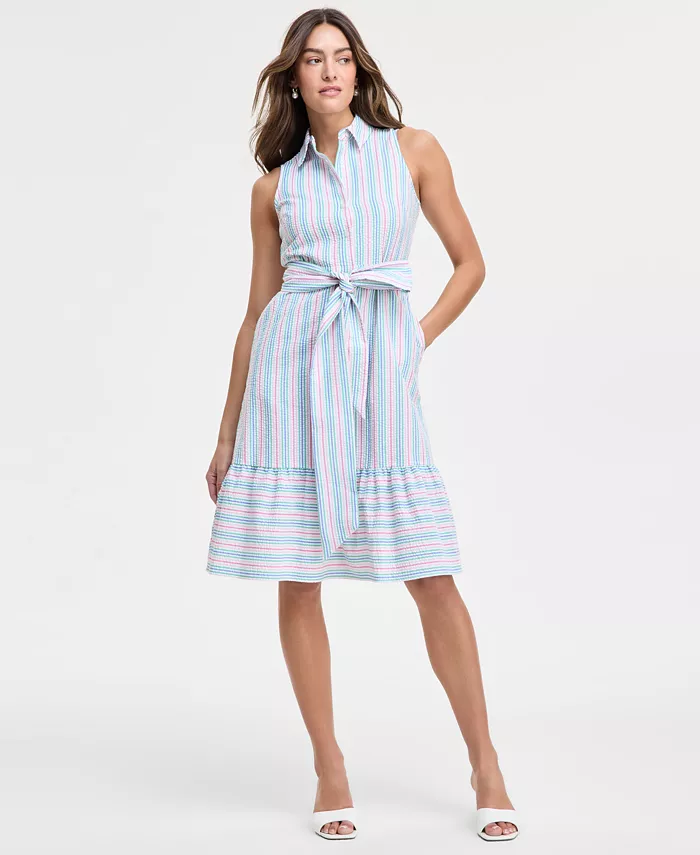 Женское полосатое платье-рубашка миди без рукавов Jones New York, мультиколор
Женское полосатое платье-рубашка миди без рукавов Jones New York, мультиколор