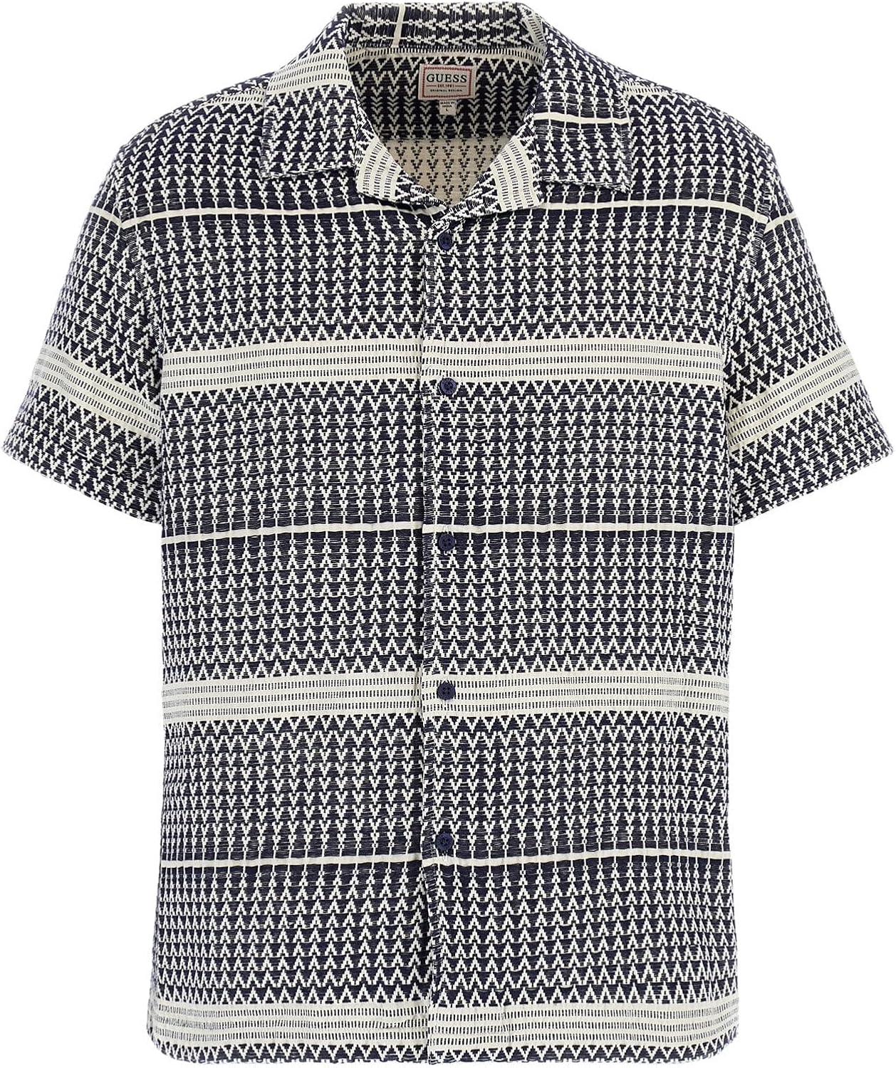 GUESS Мужская короткая рукав Arrow Jacquard рубашка, Smart Blue Multi
GUESS Мужская короткая рукав Arrow Jacquard рубашка, Smart Blue Multi