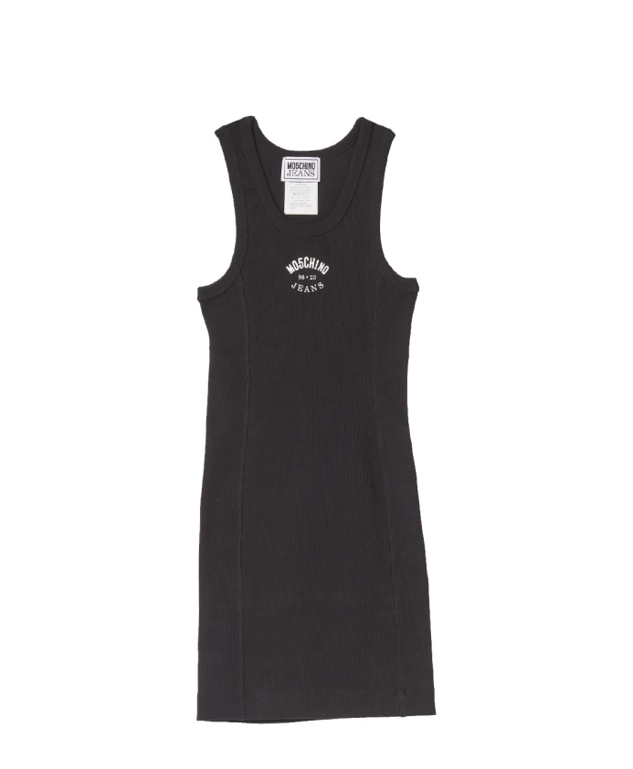 Черное ребристое мини-платье с логотипом Moschino, черный
Черное ребристое мини-платье с логотипом Moschino, черный