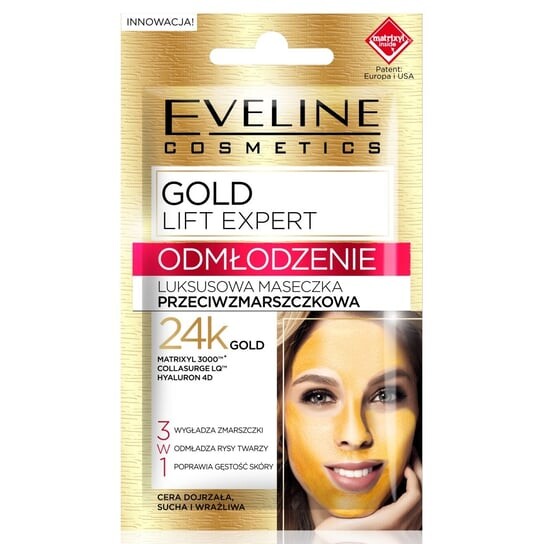 Омолаживающая маска против морщин, 7 мл Eveline Cosmetics, Gold Lift Expert
Омолаживающая маска против морщин, 7 мл Eveline Cosmetics, Gold Lift Expert
