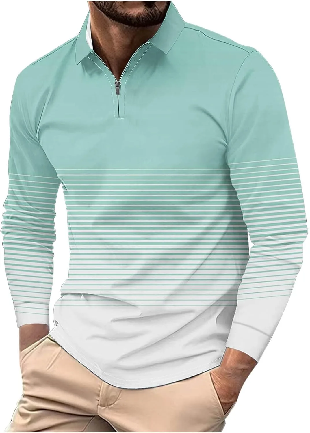 Градиентная поло для мужчин с длинным рукавом в полоску Sdeycui
Градиентная поло для мужчин с длинным рукавом в полоску Sdeycui