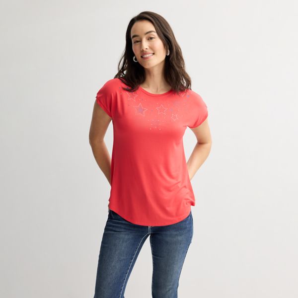 Женская декорированная футболка с коротким рукавом Apt. 9, цвет lava burst
Женская декорированная футболка с коротким рукавом Apt. 9, цвет lava burst