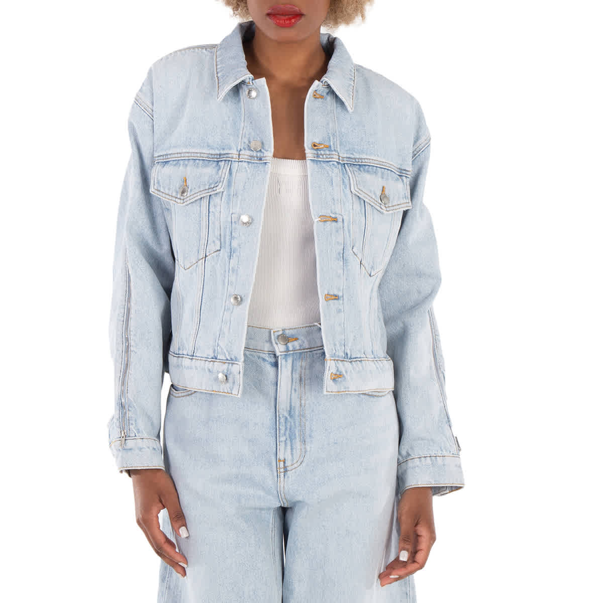 Куртка-тракер T by Alexander Wang с молнией на рукаве из хлопка, Bleach
Куртка-тракер T by Alexander Wang с молнией на рукаве из хлопка, Bleach