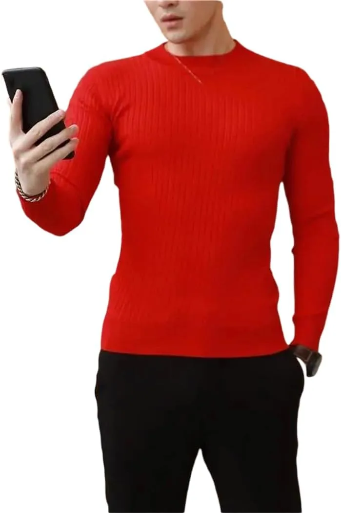 Мужской свитер с полувысоким воротником и резинкой
Мужской свитер с полувысоким воротником и резинкой