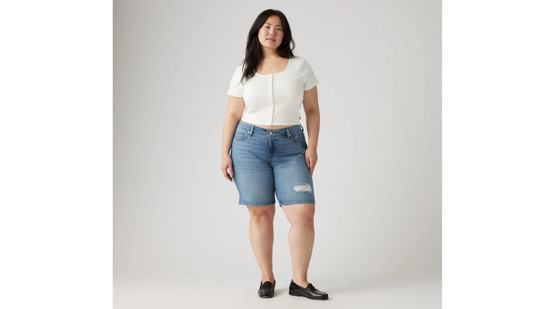 Женские шорты средней длины (большие размеры) Levi's, цвет What Are We - Medium Wash
Женские шорты средней длины (большие размеры) Levi's, цвет What Are We - Medium Wash
