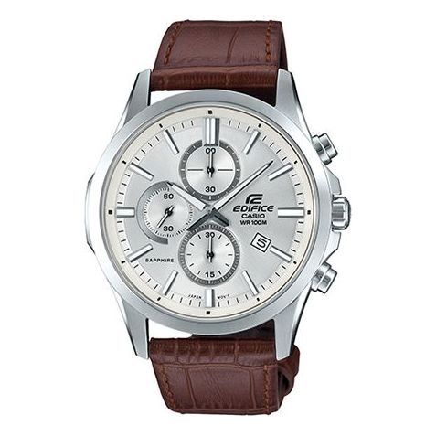 Часы CASIO Edifice Series Men'ses Silver/Brown Sapphire Crystal Mens White Analog, белый 
Часы CASIO Edifice Series Men'ses Silver/Brown Sapphire Crystal Mens White Analog, белый