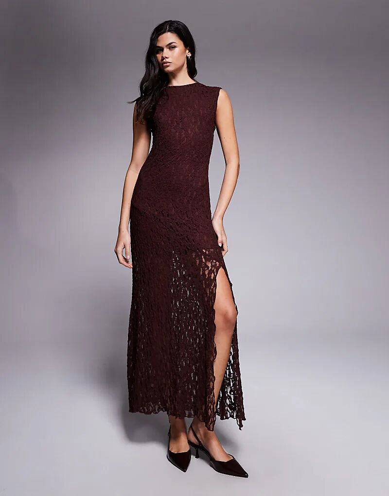 Платье миди из кружева ASOS DESIGN с короткими рукавами и разрезом спереди шоколадного цвета
Платье миди из кружева ASOS DESIGN с короткими рукавами и разрезом спереди шоколадного цвета