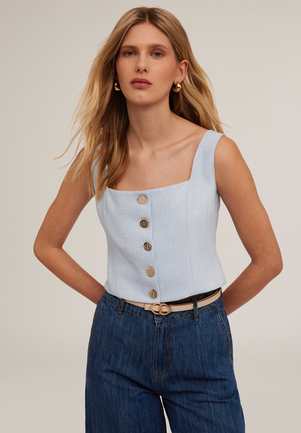 Топ Camicetta Motivi, светло-голубой
Топ Camicetta Motivi, светло-голубой