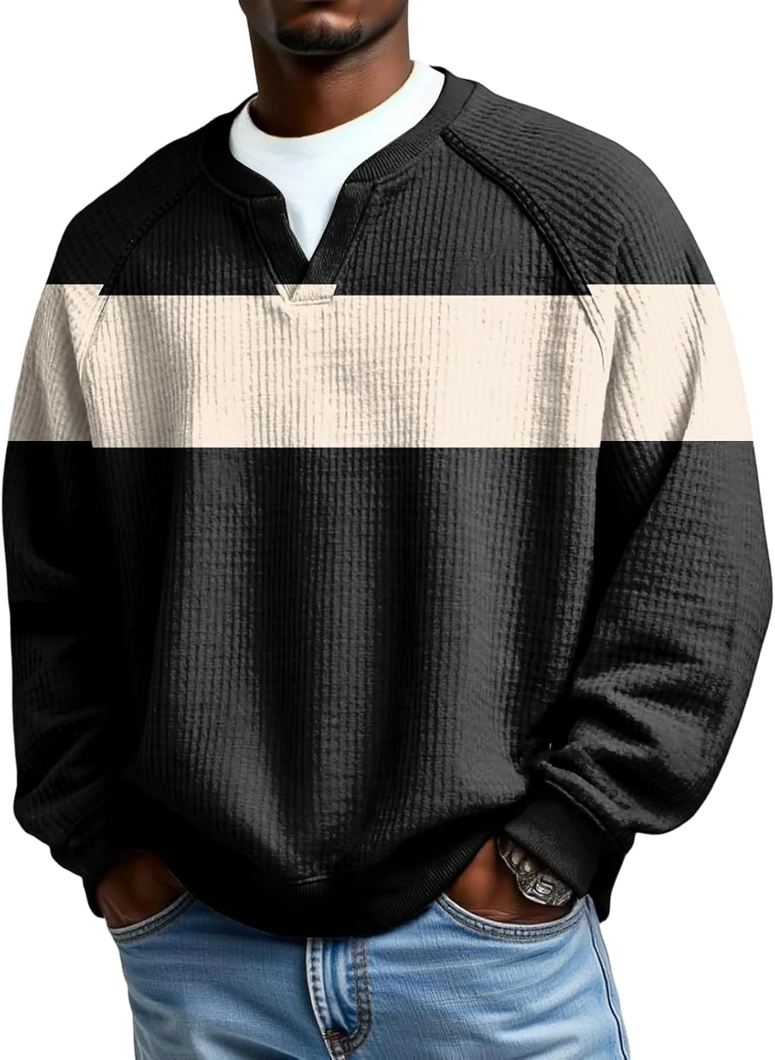 Мужская модная блуза с длинным рукавом Pullover Plus Size 2026 Casual Loose Shirt Tops V-образным вырезом в полоску
Мужская модная блуза с длинным рукавом Pullover Plus Size 2026 Casual Loose Shirt Tops V-образным вырезом в полоску