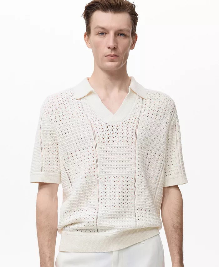 Мужская ажурная вязаная хлопковая поло Mango, белый
Мужская ажурная вязаная хлопковая поло Mango, белый