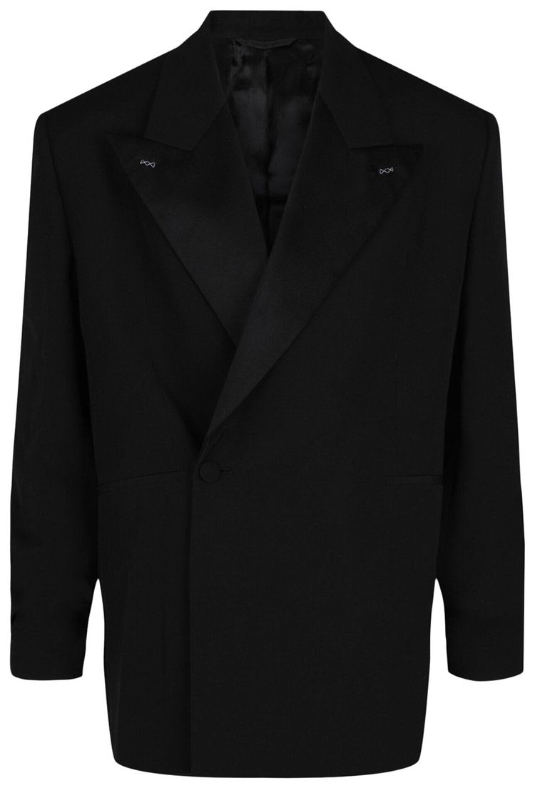 Оверсайз шерстяной блейзер Givenchy с атласными лацками, черный
Оверсайз шерстяной блейзер Givenchy с атласными лацками, черный