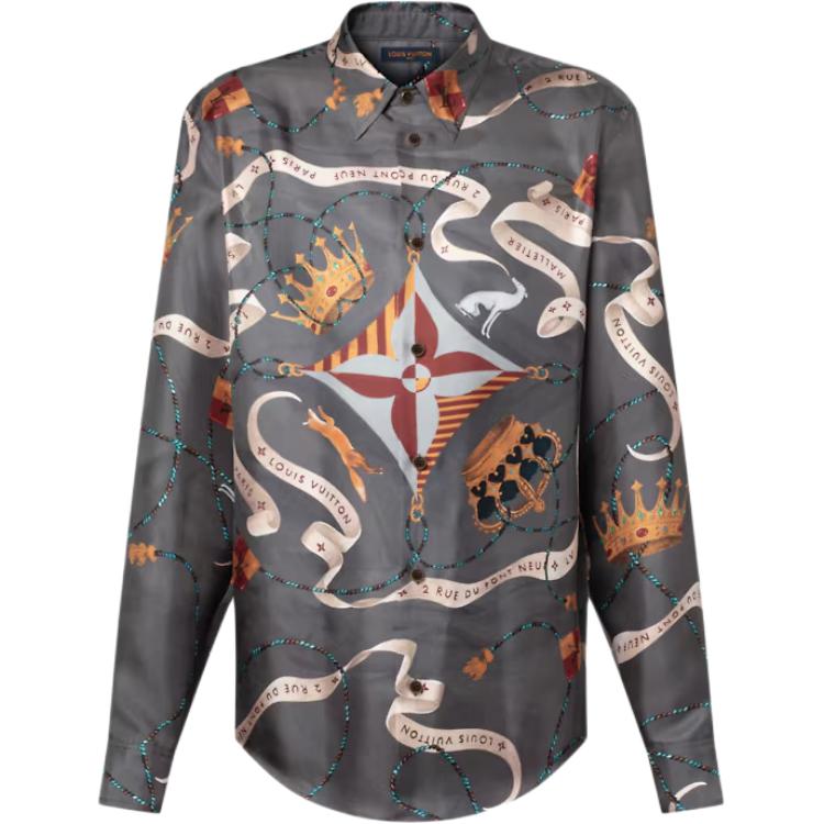 Louis Vuitton Мужская рубашка серого цвета с заостренным воротником средней высоты
Louis Vuitton Мужская рубашка серого цвета с заостренным воротником средней высоты