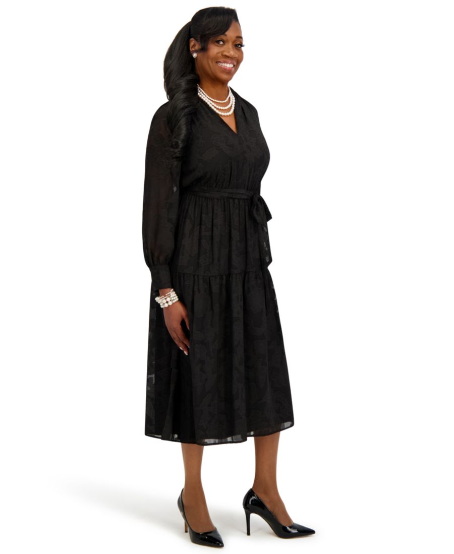 Женское мягкое многослойное платье миди с V-образным вырезом Kasper, Black
Женское мягкое многослойное платье миди с V-образным вырезом Kasper, Black