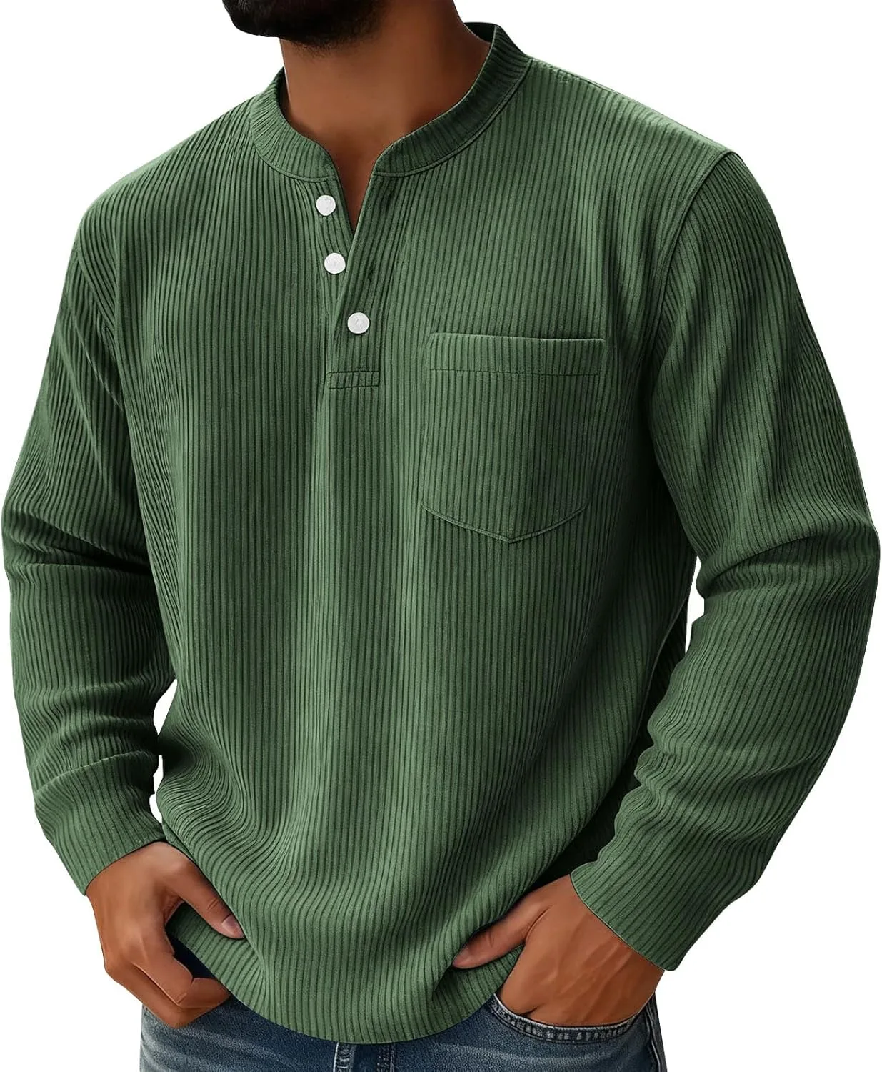 Мужская вельветовая рубашка-хенли с длинным рукавом и карманом Sdeycui
Мужская вельветовая рубашка-хенли с длинным рукавом и карманом Sdeycui