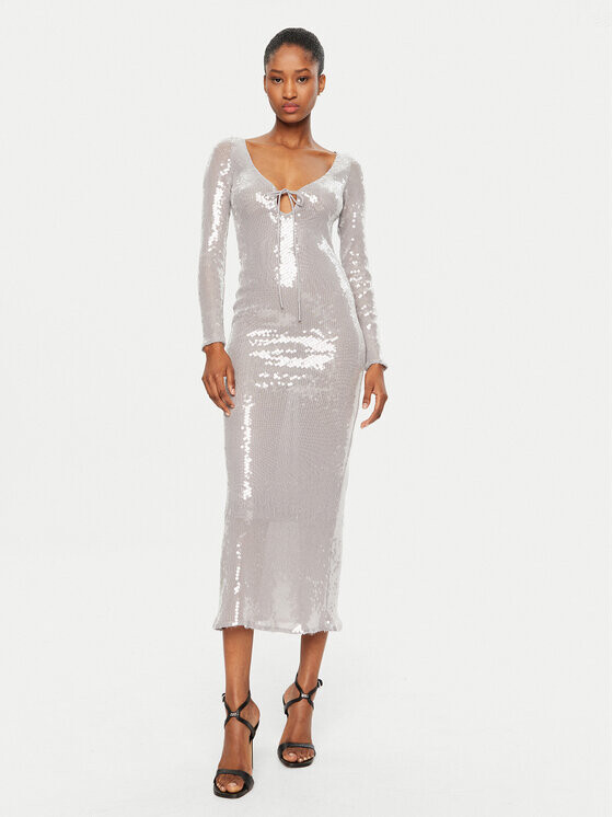 Коктейльное платье стандартного кроя Bardot, серебряный
Коктейльное платье стандартного кроя Bardot, серебряный