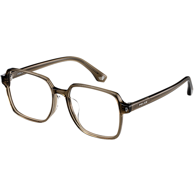 Police Квадратная оправа для очков унисекс белая, VPLM96K-06WT/Light Transparent Dark Green Frame