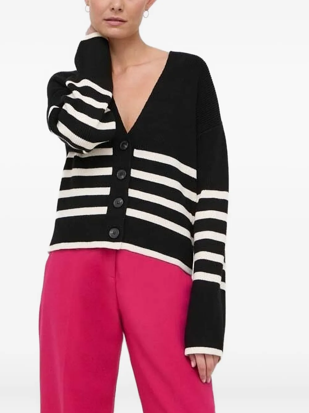 Полосатый кардиган в рубчик Notes du Nord, черный
Полосатый кардиган в рубчик Notes du Nord, черный