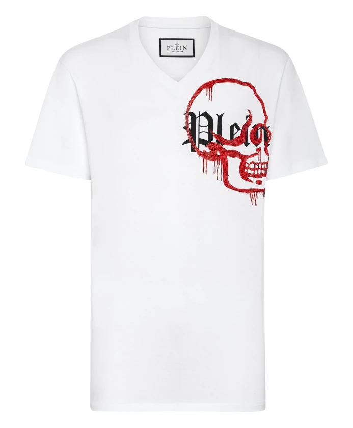 Футболка с V-образным вырезом, принтом в стиле граффити и кристаллами. Philipp Plein, белый
Футболка с V-образным вырезом, принтом в стиле граффити и кристаллами. Philipp Plein, белый